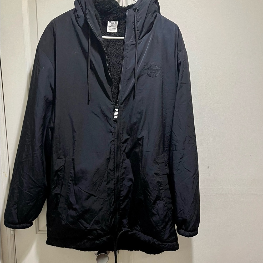 PINK Victoria’s Secret anorak Sherpa lined long coat with hoodie - Picture 16 of 16